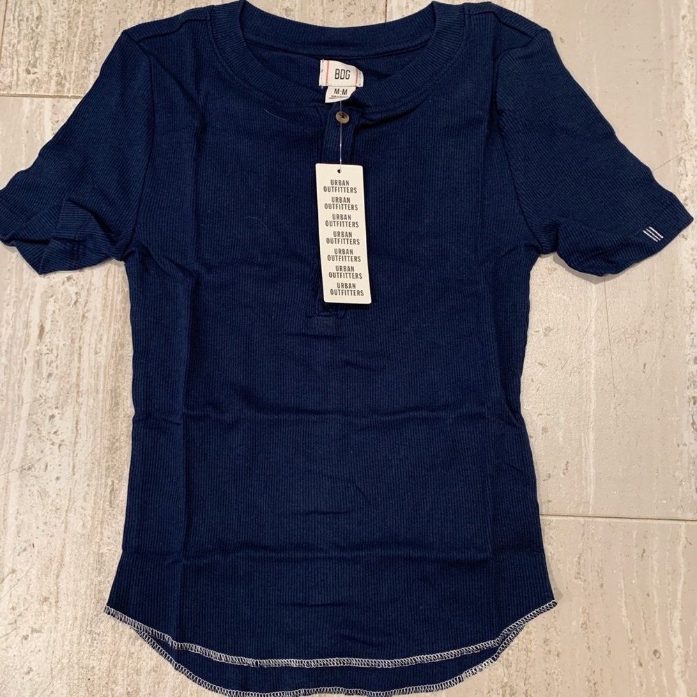 Urban outfitters navy blue short sleeve shirt